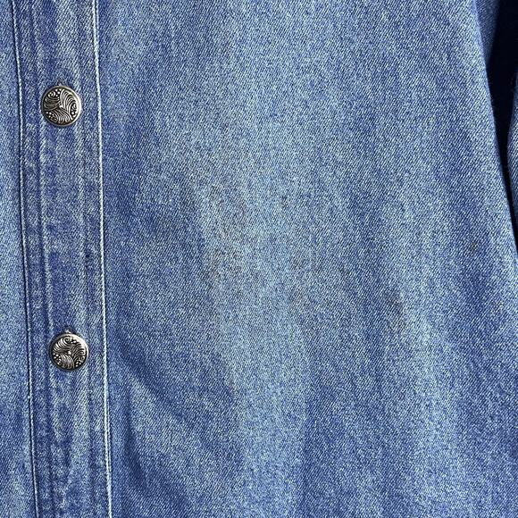 Vintage Denim Womens XL Jacket Pink Embroidered Flowers Butterflies Toffee Apple - Picture 9 of 10